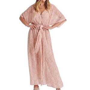ANRABESS Women’s Loose Boho Flowy Wrap Maxi Dress Sz: XL Floral Rose